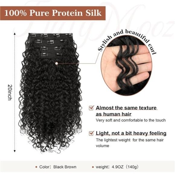 Clip in Hair Extensions, FLUFYMOOZ 4PC 100％ Pure Protein Silk Hair Extensions - Picture 2 of 7